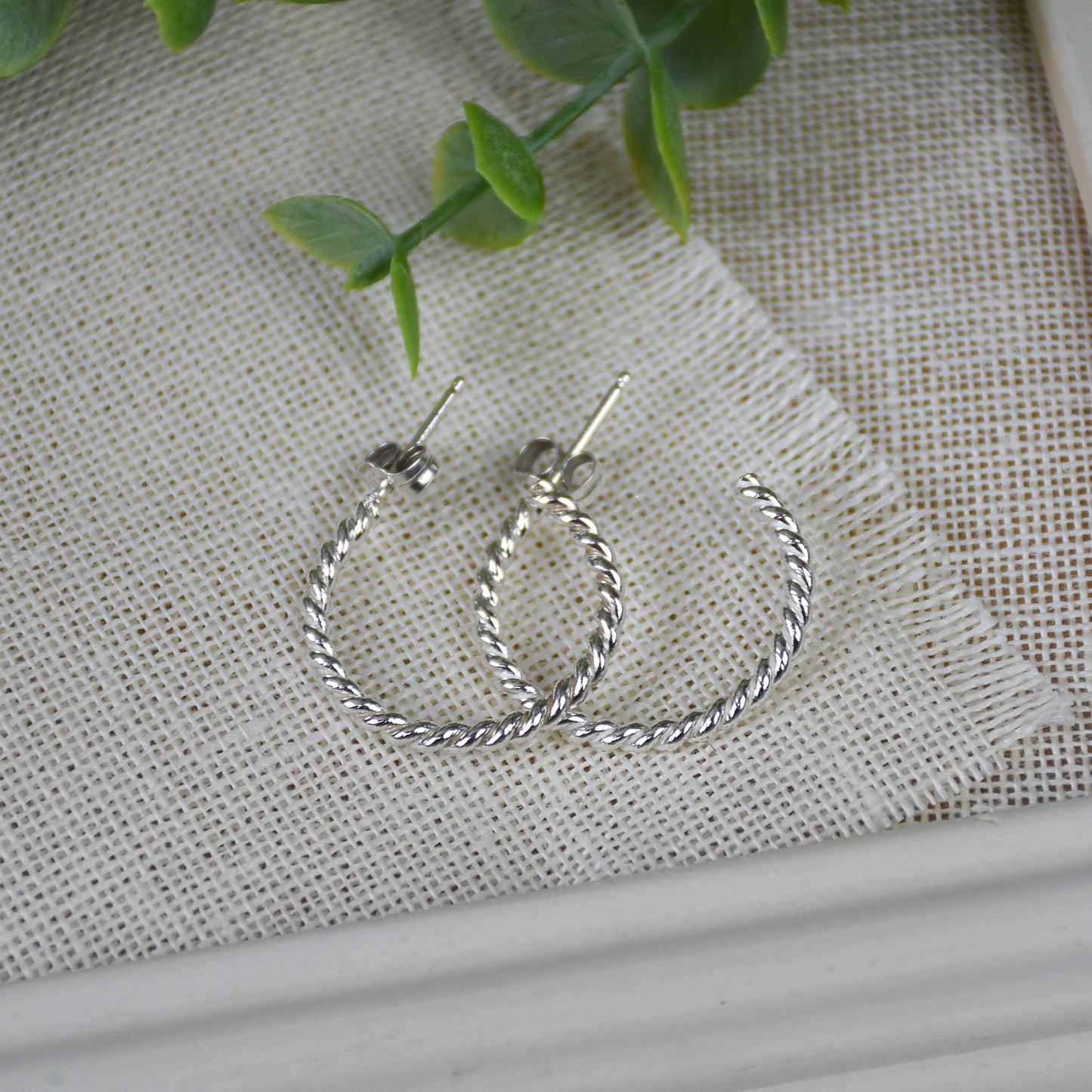 Twisted Rope Hoop Earrings - Sterling Silver