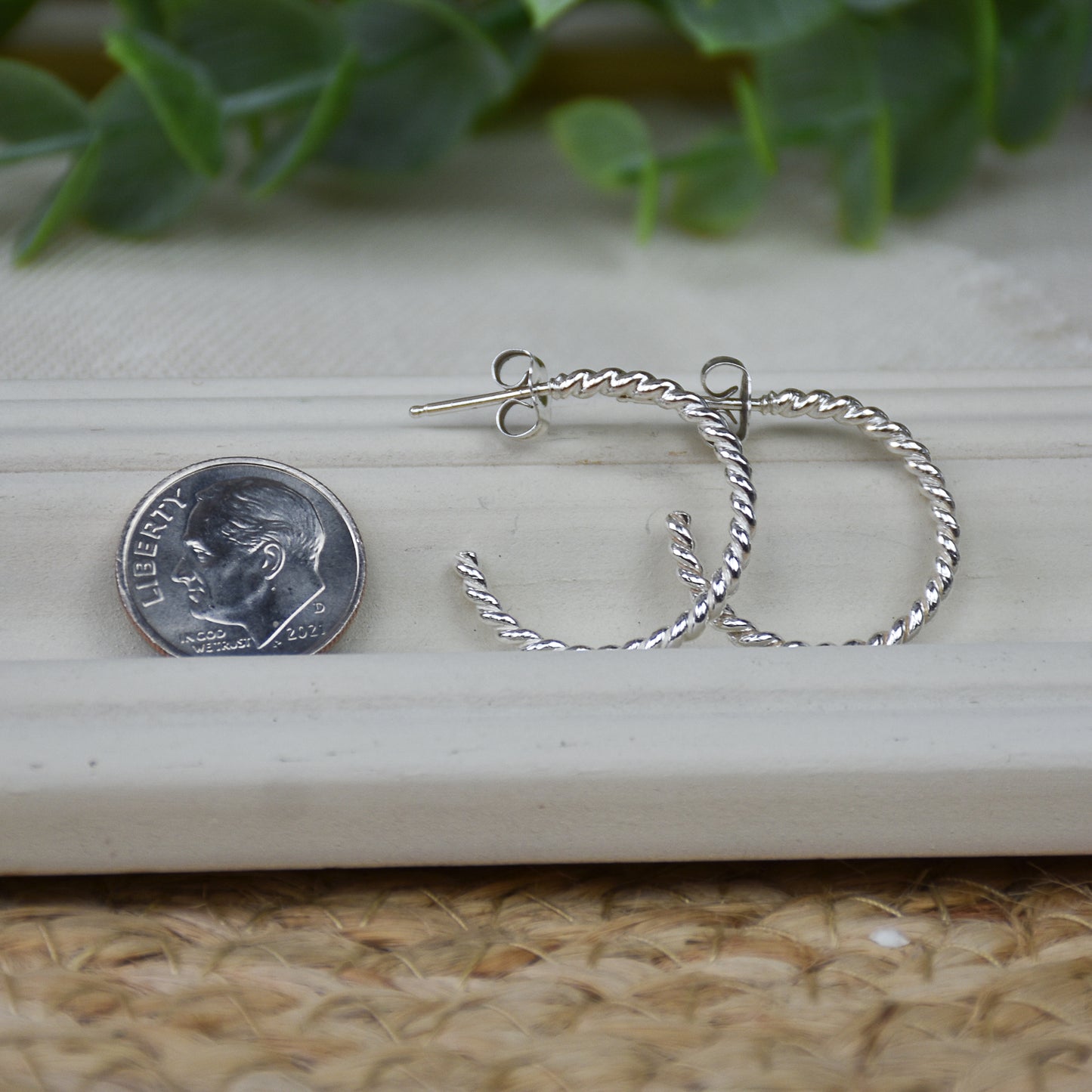 Twisted Rope Hoop Earrings - Sterling Silver