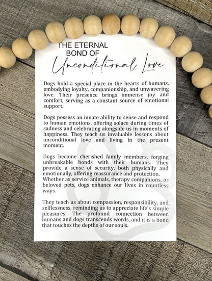 Dog Paw Ornament - Story of The Eternal Bond of Unconditional Love