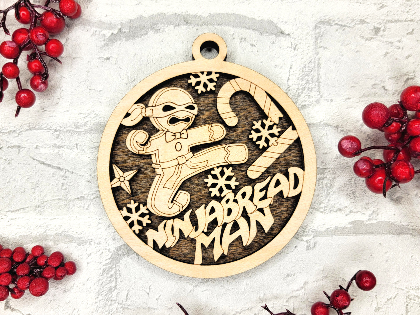 Ninjabread Gingerbread Ornament - Laser Cut Christmas Tree Decor