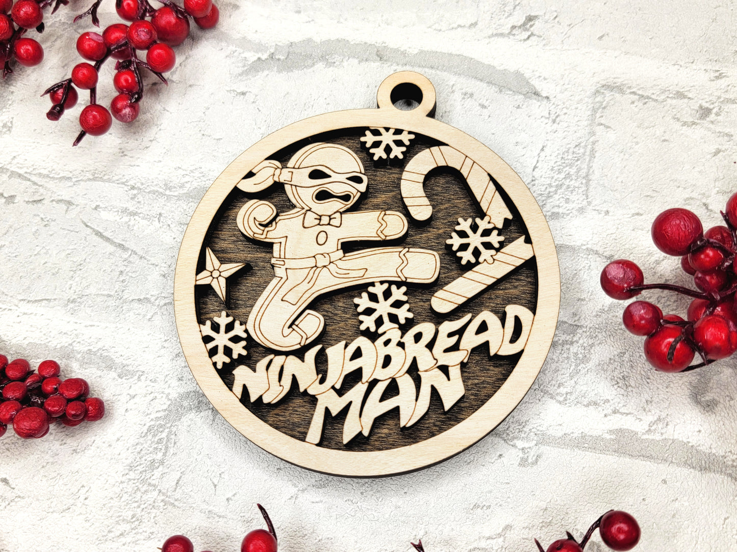 Ninjabread Gingerbread Ornament - Laser Cut Christmas Tree Decor