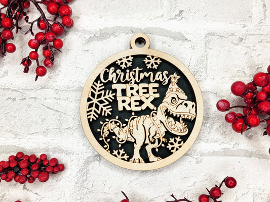 Christmas Tree Rex Ornament - Laser Cut Holiday Tree Decor