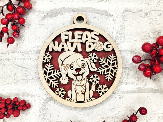 Fleas Navi Dog Christmas Ornament - Laser Cut Holiday Tree Decor