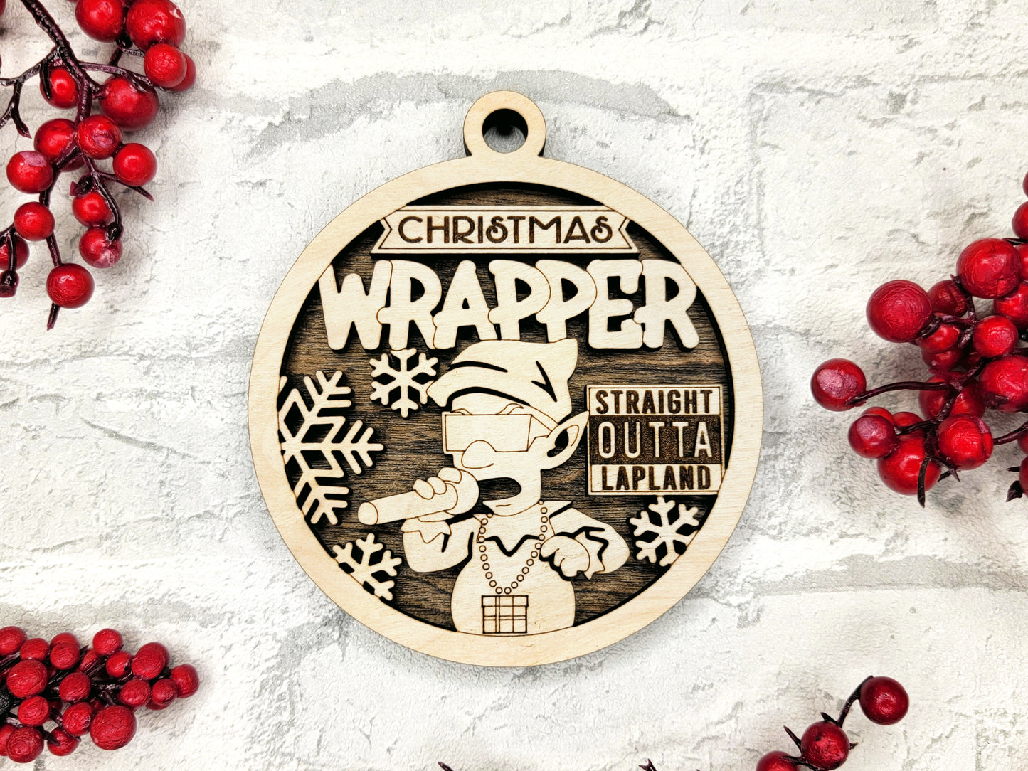 Christmas Wrapper Ornament - Laser Cut Holiday Tree Decor