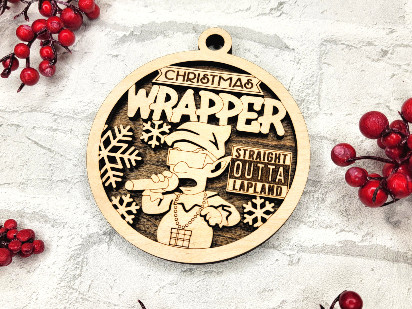 Christmas Wrapper Ornament - Laser Cut Holiday Tree Decor