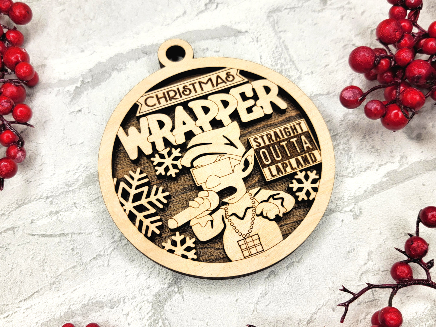 Christmas Wrapper Ornament - Laser Cut Holiday Tree Decor