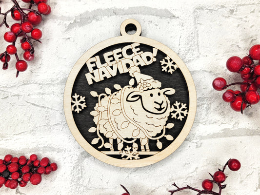 Fleece Navidad Christmas Ornament - Laser Cut Holiday Tree Decor
