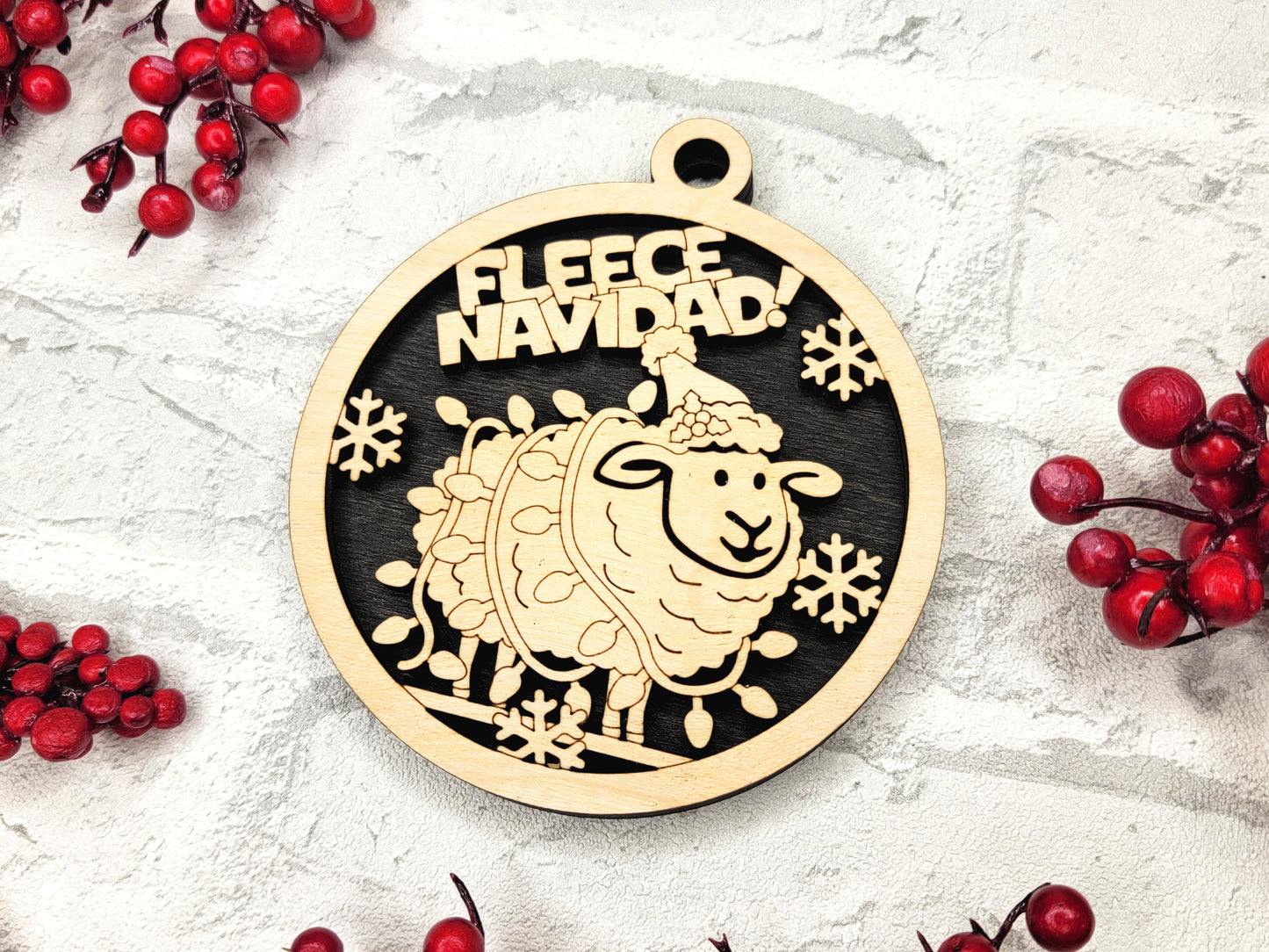 Fleece Navidad Christmas Ornament - Laser Cut Holiday Tree Decor
