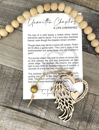 Child Loss Angel Wing Ornament - Story of Unwritten Chapters; A Cherished Life