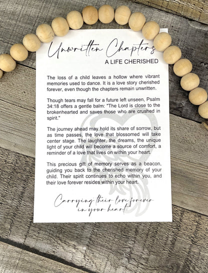 Child Loss Angel Wing Ornament - Story of Unwritten Chapters; A Cherished Life