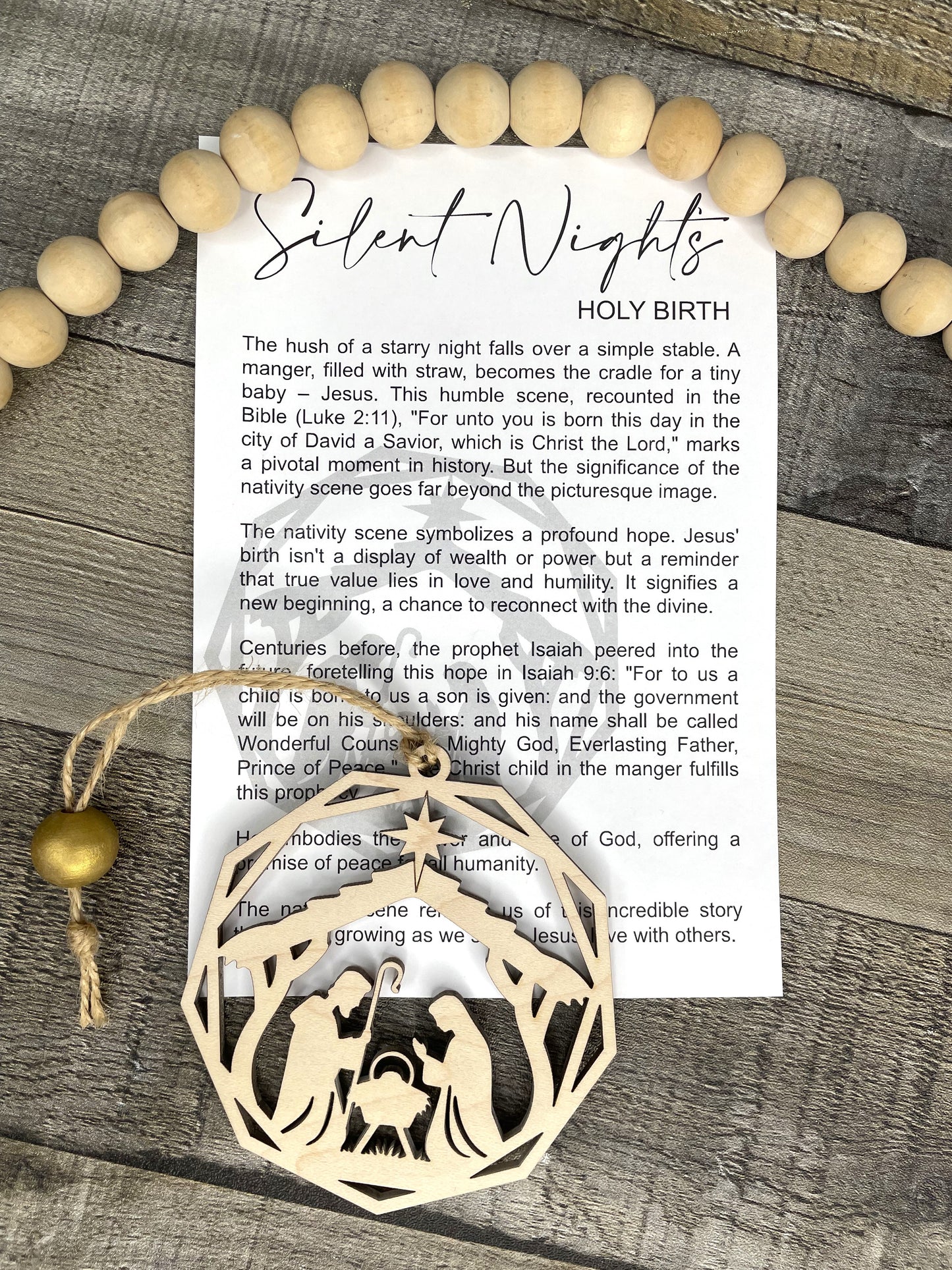 Nativity Ornament - Story of Slient Nights Holy Birth