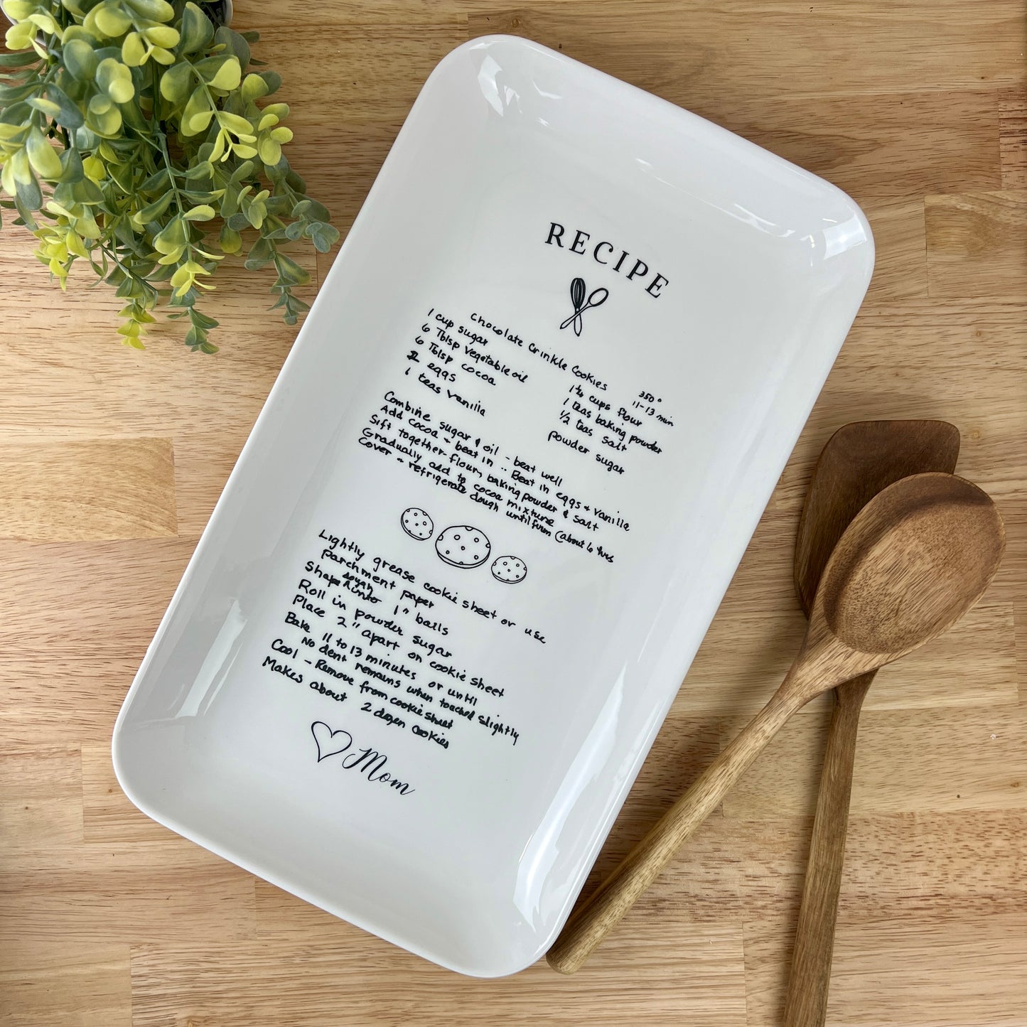 Engraved Ceramic Recipe Tray - Handwritten Recipe