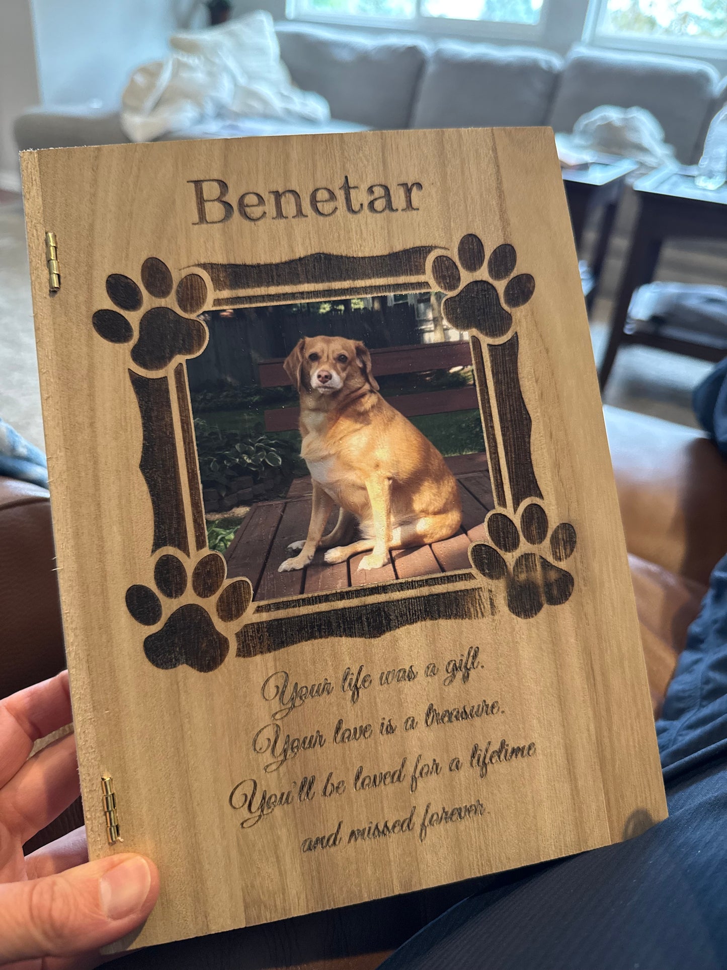 Personalized Pet Memorial Book Box - Custom Photo & Saying