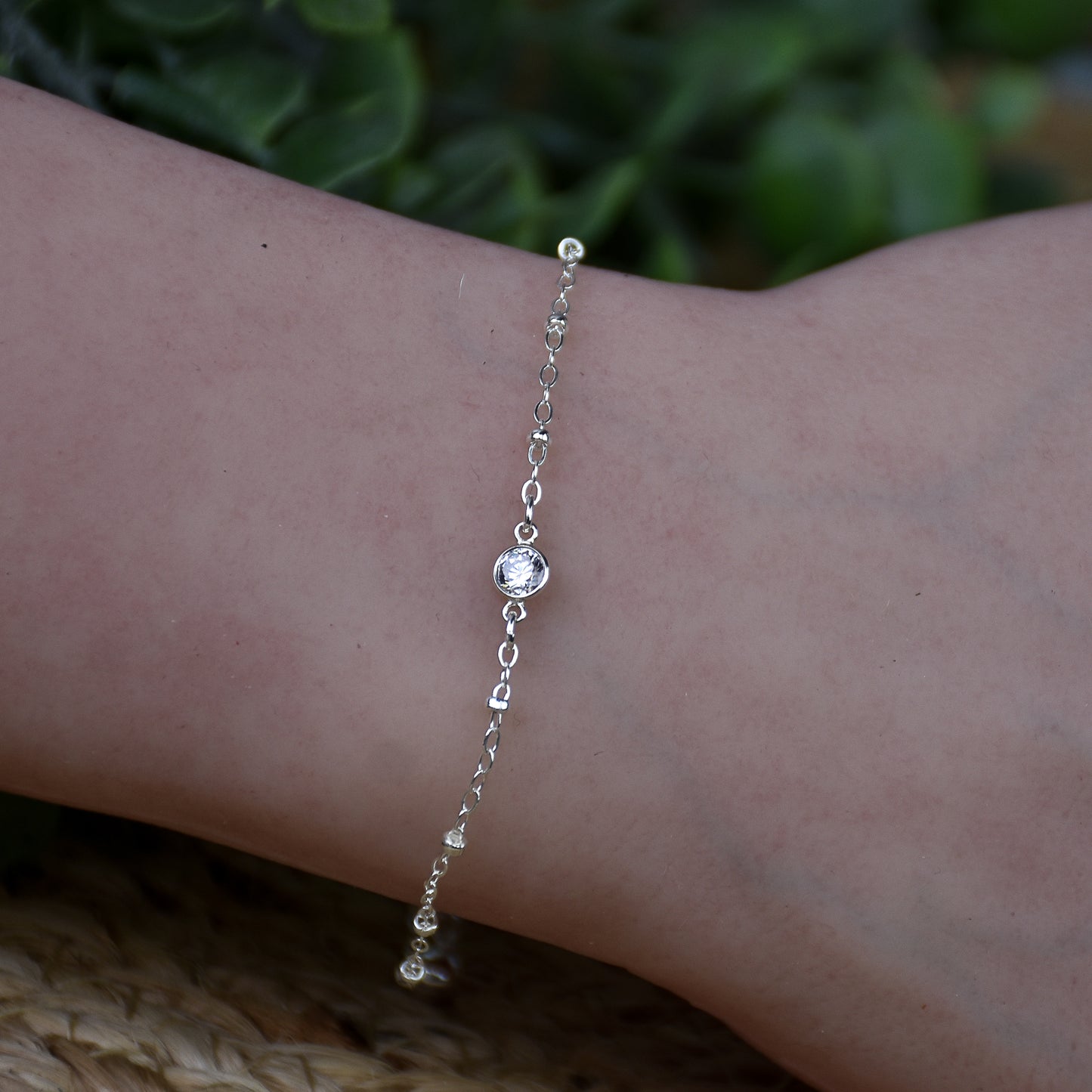 CZ Link Bracelet - Sterling Silver