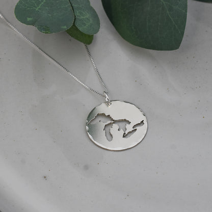 Great Lakes State Sterling Silver Necklace - Michigan