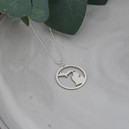 Michigan Circle Sterling Silver Necklace