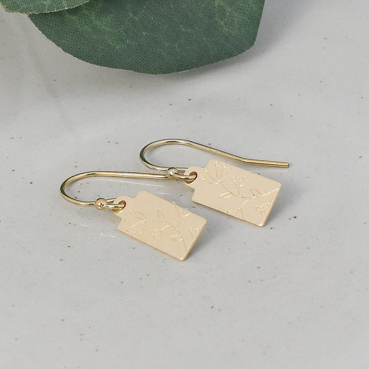 Budding Branch Tag Earrings - Gold or Silver