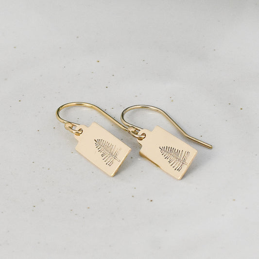 Evergreen Tree Rectangle Earrings - Gold or Silver