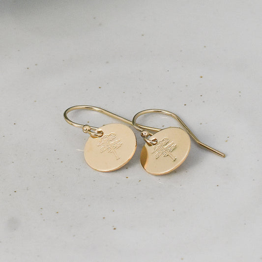 Cedar Tree Earrings - Gold or Silver