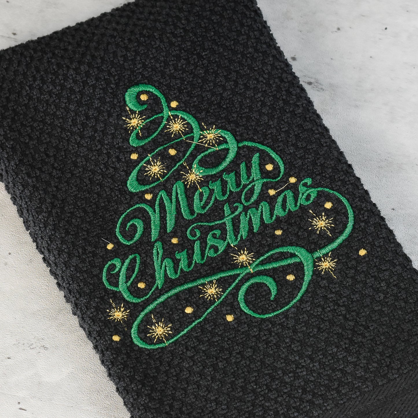Merry Christmas Tree Towel - Embroidered Christmas Design