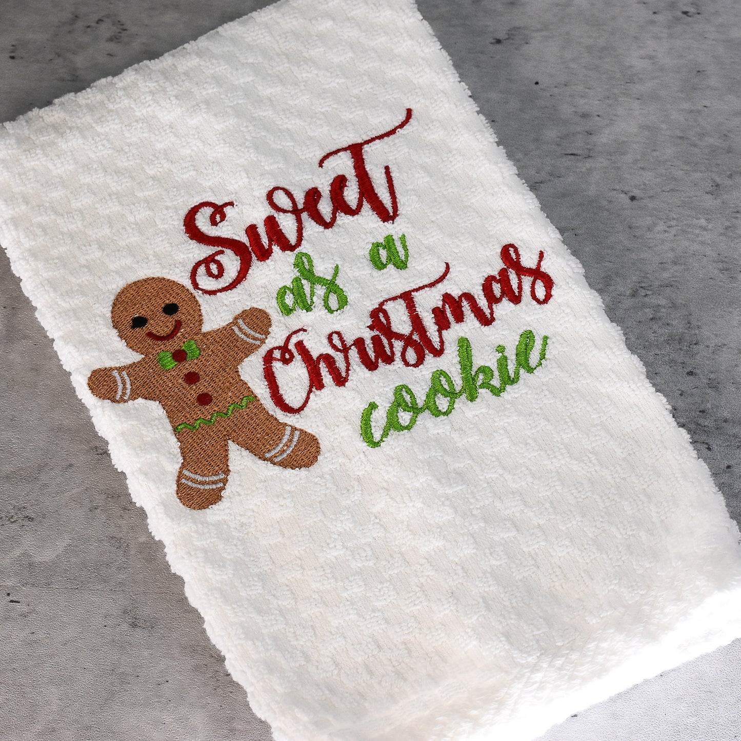 Sweet as a Christmas Cookie Hand Towel 100% cotton waffle weave toweling