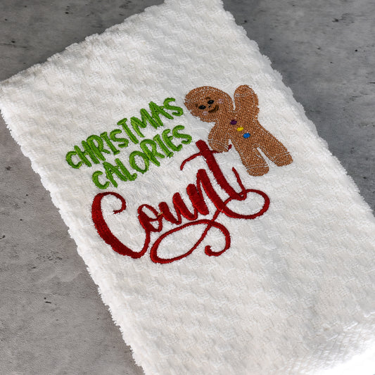 Christmas Calories Count Hand Towel  100% Cotton Waffle Weave Towel