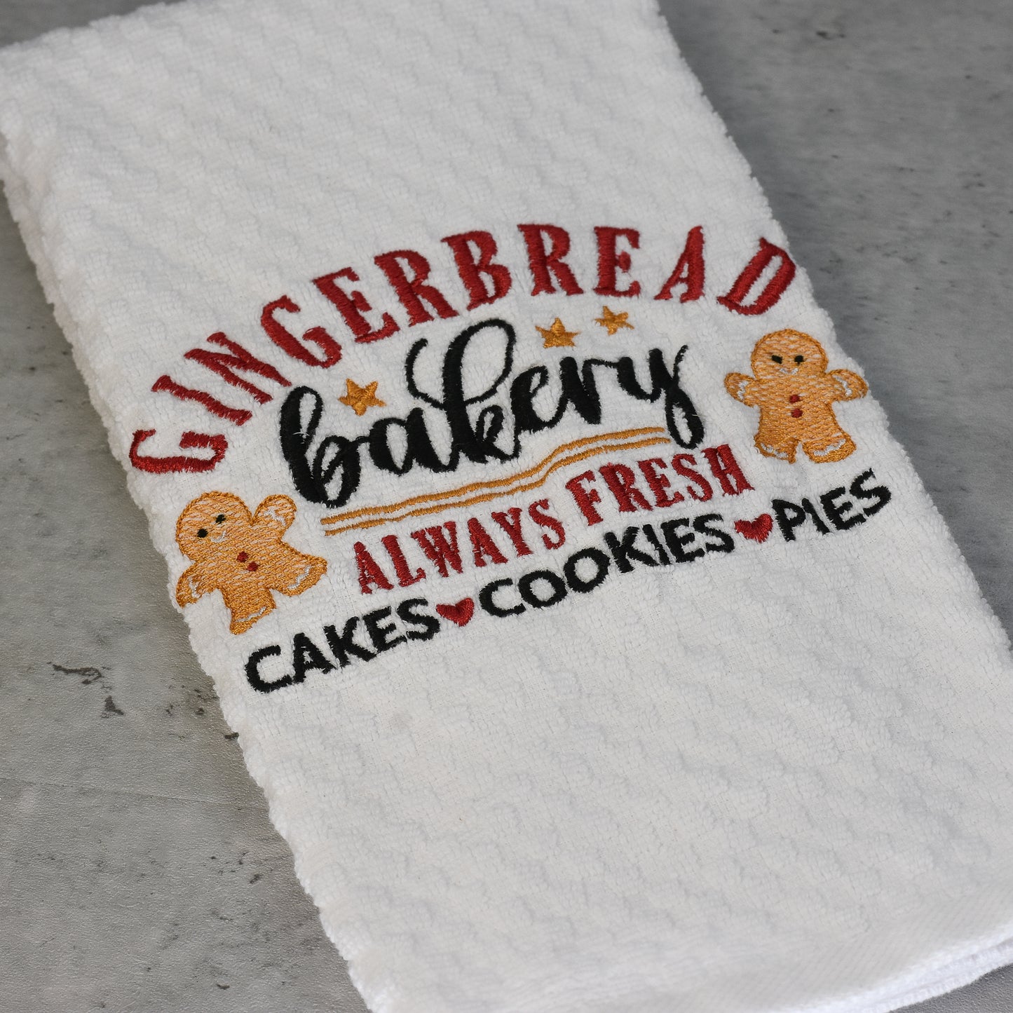 Gingerbread Bakery Holiday Kitchen Towel - Embroidered
