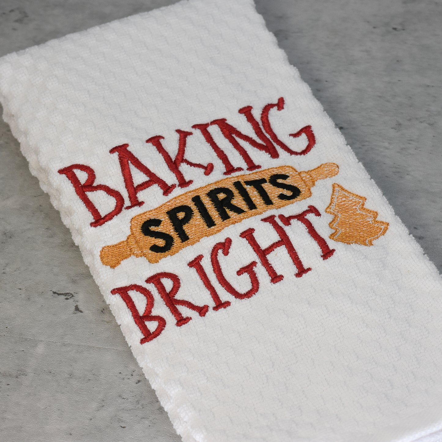 Baking Spirits Bright Holiday Kitchen Towel - Embroidered