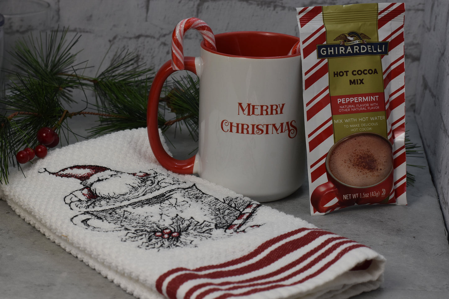 Santa Gnome Hot Chocolate Gift Set - Towel & Mug