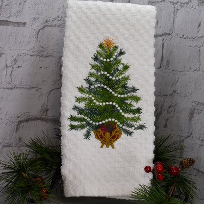Embroidered Elegant Christmas Tree Towel