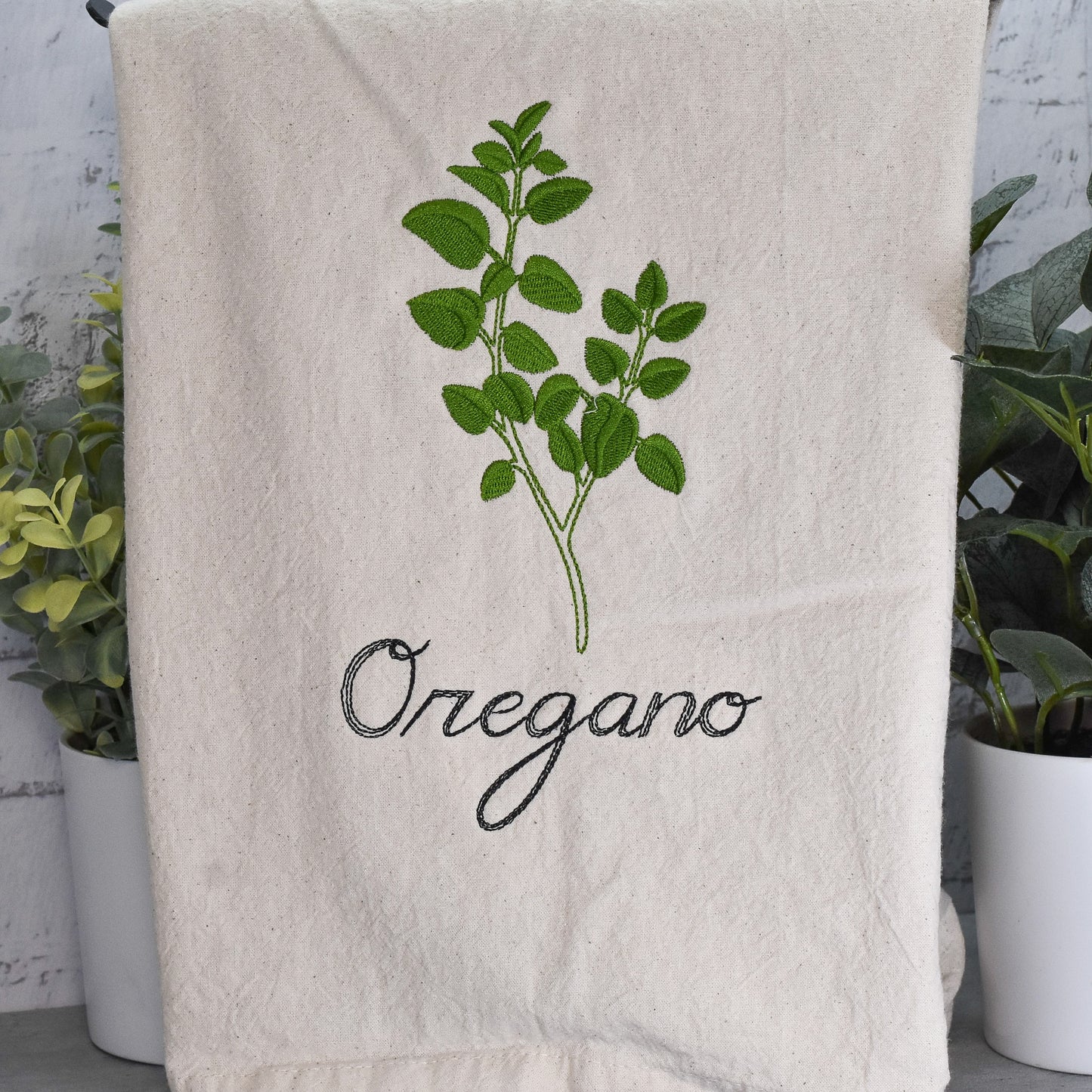 Oregano Herb Collection - Embroidered Flour Sack Towel