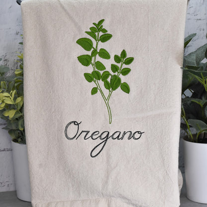 Oregano Herb Flour Sack Towel - Custom Embroidery