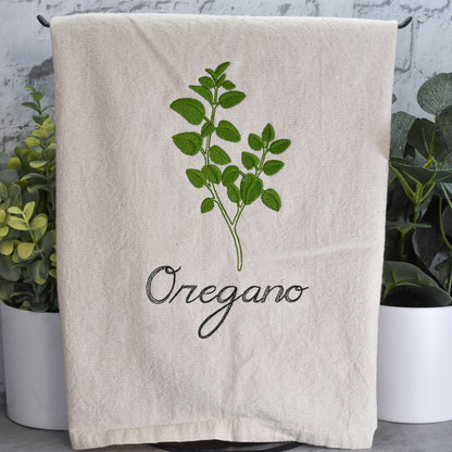 Oregano Herb Flour Sack Towel - Custom Embroidery