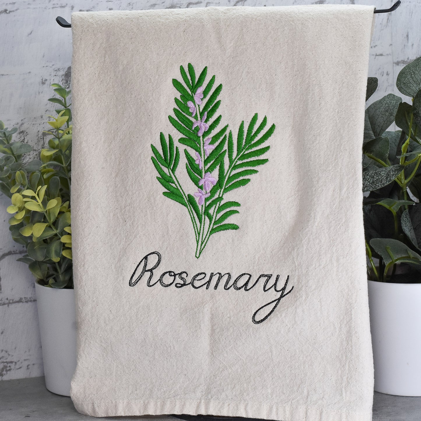 Rosemary Herb Collection - Embroidered Flour Sack Towel