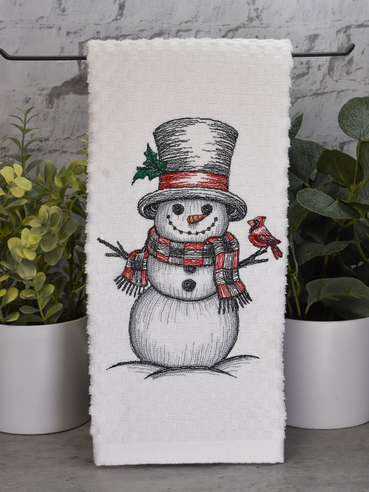 Snowman Towel - Embroidered Christmas Design