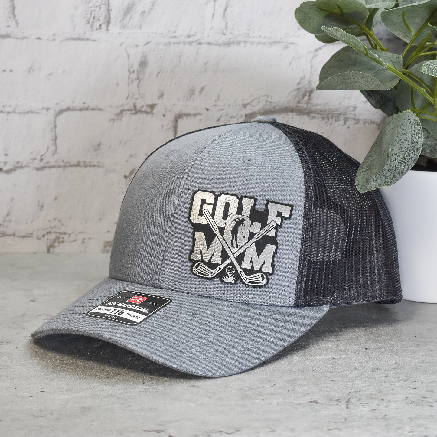 Golf Mom Trucker Hat - Custom Leatherette Logo