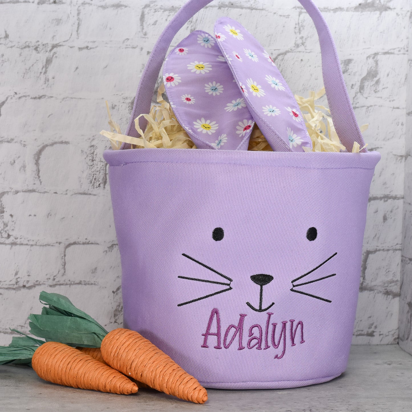 Bunny Ear Easter Basket - Embroidered Name