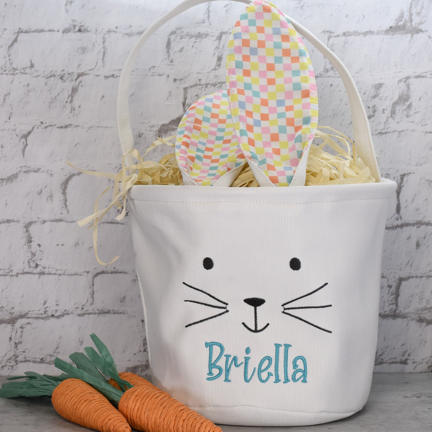 Bunny Ear Easter Basket - Embroidered Name