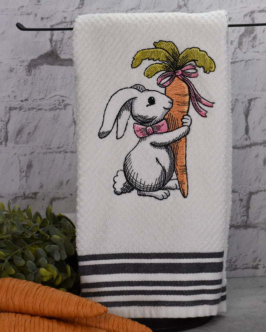 Cuddly Easter Bunny Embroidered Towel