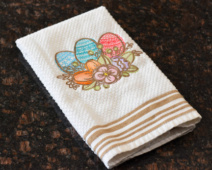 Spring Floral Easter Egg Embroidered Towel