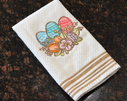 Spring Floral Easter Egg Embroidered Towel