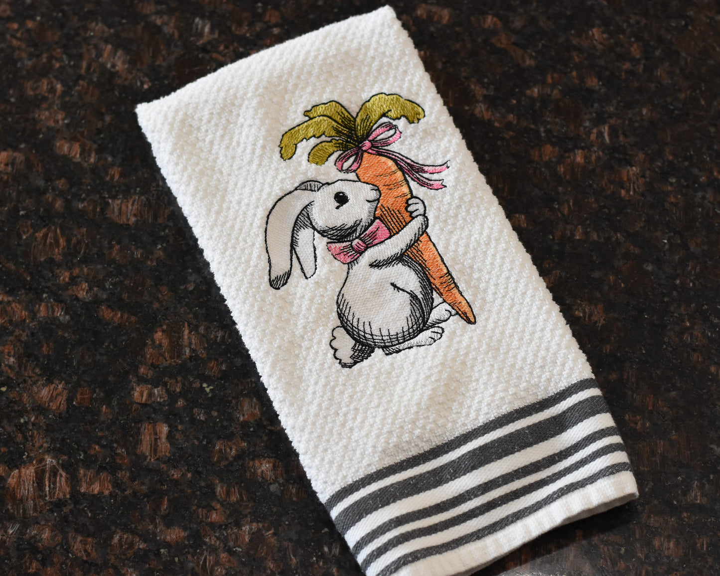 Cuddly Easter Bunny Embroidered Towel