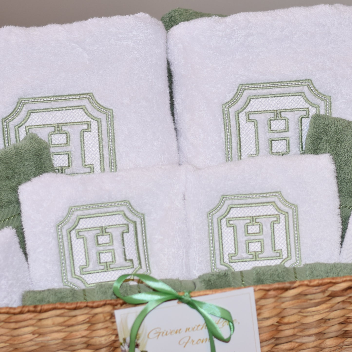 Preppy Square Embroidered Monogrammed Bath Towels - Custom Color and Initials