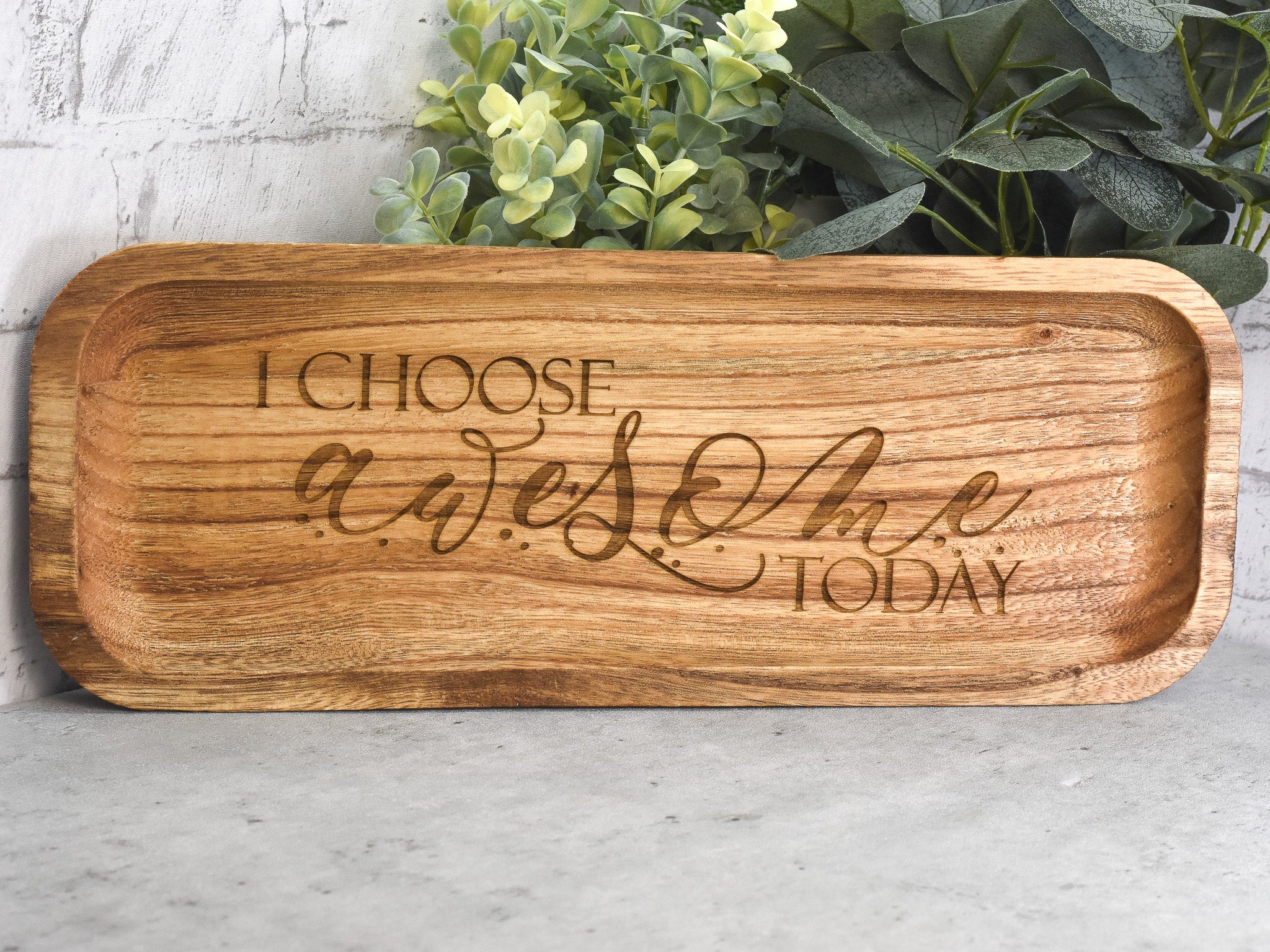 Acacia Wood Dish with Custom Engraving