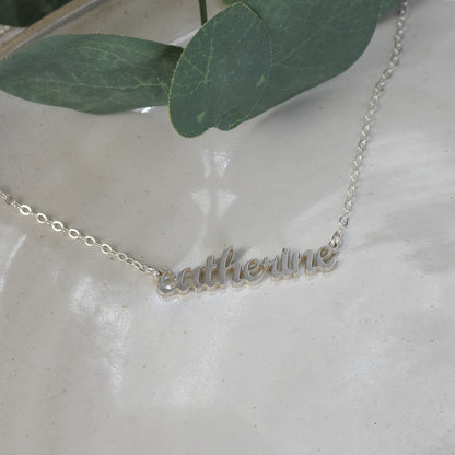 Custom Laser Cut Name Sterling Silver Necklace