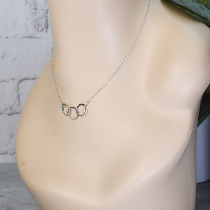3 Circle Eternity Link Sterling Silver Necklace - 30th Birthday Gift