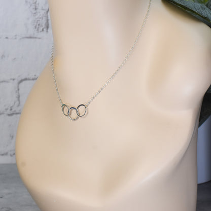 3 Circle Eternity Link Sterling Silver Necklace - 30th Birthday Gift
