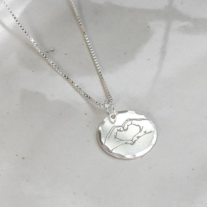 Hand Heart Emoji Sterling Silver Necklace