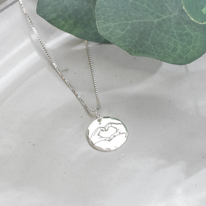 Hand Heart Emoji Sterling Silver Necklace