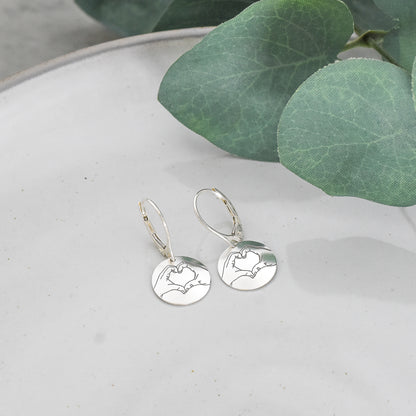Hand Heart Emoji Earrings - Sterling Silver
